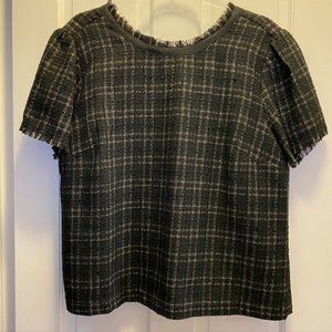 Ann Taylor Tweed Blouse with Back Ribbon Tie